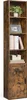 A tall, narrow wooden bookshelf with multiple shelves and a cabinet at the bottom. Náhled obrázku produktu