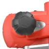 A close-up view of a black adjustment knob on a red power tool. Produktbild-Vorschau