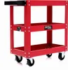 A red tool cart with three shelves and black wheels, shown against a white background. Produktbild-Vorschau