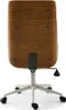 The back view of a modern office chair with a wooden seat and a white base. Anteprima dell’immagine prodotto