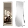 Two full-length mirrors with LED lighting, one showing a room interior and the other against a white background. Produktbild-Vorschau