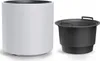 A white planter and a black insert are shown side-by-side on a white background. Voir les images du produit