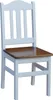 Chaise en bois blanc en pin massif avec assise en couleur Voir les images du produit 1