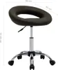 A brown faux leather rolling stool with a chrome base and wheels, shown with dimensions indicated by measurement lines and text. Náhľad obrázku produktu