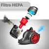 An exploded view of a vacuum cleaner's internal filtration system, showing how dust and air are processed through the HEPA filter. Náhled obrázku produktu