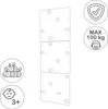 A line drawing of a climbing wall composed of three stacked panels, with icons indicating safety, maximum weight, and age suitability. Voir les images du produit