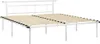 A white metal bed frame with wooden slats, shown from a slight diagonal angle. Produktbild-Vorschau