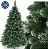 A full shot of an artificial Christmas tree with snow-like accents and a close-up view of its branches on the right. Anteprima dell’immagine prodotto