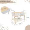 Dimensions of a children's bookshelf are shown with measurements in centimeters and inches. Podgląd zdjęcia produktu