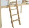 A close-up view of a wooden ladder attached to a white and natural wood loft bed, against a white background. Anteprima dell’immagine prodotto