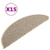 vidaXL Tapis d'escalier 15 pcs. 56x17x3 cm brun demi-rond Voir les images du produit 1