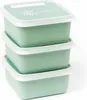 Three stacked green food storage containers with white lids. Náhľad obrázku produktu