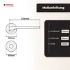 Diagram showing the dimensions of a door handle set, with accompanying text labels. Produktbild-Vorschau