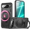 A black phone case with a magnetic ring and a phone are displayed against a white background. Produktbild-Vorschau