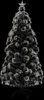 A black artificial Christmas tree with silver tinsel and a star on top, set against a black background. Náhľad obrázku produktu