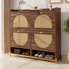 Merax eleganter Schuhschrank aus Holz mit Rattantüren und 4 Produktbild-Vorschau 8