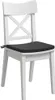 A white wooden chair with a black seat cushion, shown against a white background. Podgląd zdjęcia produktu