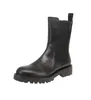 A black leather Chelsea boot with a thick sole is shown against a white background. Produktbild-Vorschau