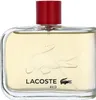 A clear, front-facing studio shot of a bottle of Lacoste Red eau de Toilette for men. Voir les images du produit