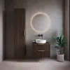A modern bathroom vanity with a sink, mirror, and cabinet. Voir les images du produit