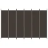 A brown, six-panel room divider standing upright against a white background. Produktbild-Vorschau