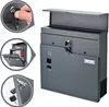 Collage of a gray mailbox with close-up views of its features. Produktbild-Vorschau