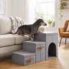 Relaxdays Hundetreppe, 3 Stufen, Höhle & Stauraum, HxBxT: Produktbild-Vorschau 2