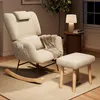 Fauteuil à bascule UnboxG avec repose-pieds, couleur beige. Voir les images du produit 3