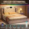 UnboxG Polsterbett 160x200 cm Beige mit LED & Stauraum, Produktbild-Vorschau 4
