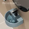 A close-up view of a wall-mounted sink with water swirling in it, featuring a modern black faucet. Anteprima dell’immagine prodotto