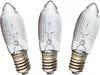 Three clear light bulbs with metal bases are arranged diagonally against a white background. Produktbild-Vorschau