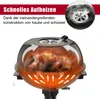 A diagram showing how heat circulates within a grill to quickly heat food, with a roasted chicken inside. Produktbild-Vorschau