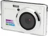 A silver digital camera is shown from a slightly angled front view against a white background. Produktbild-Vorschau