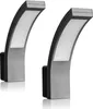 Two modern outdoor LED wall lights with a curved design, mounted on a white background. Produktbild-Vorschau