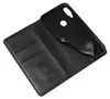 A black flip cover phone case is shown open, revealing the interior card slots and the phone holder. Produktbild-Vorschau