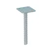 A single metal post anchor with a square plate on top and a ribbed shaft below, isolated on a white background. Produktbild-Vorschau