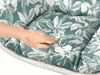 Weißer Hängesessel KOKON mit Gestell, grün-weißes Kissen Produktbild-Vorschau 5