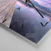 Wanduhr - Quadrat - Glasuhr - See Berge Wasser - 40x40cm - Produktbild-Vorschau 5