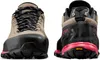 Wanderschuhe TX5 Low Woman GTX von La Sportiva in beige und schwarz mit pinken Akzenten; Vorder- und Rückansicht. Podgląd zdjęcia produktu
