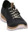 A single navy blue sneaker with white laces and a cork-like sole. Produktbild-Vorschau