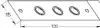 A technical drawing of a metal plate with three oval holes and two smaller circular holes, with dimensions indicated. Produktbild-Vorschau