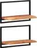 vidaXL Wandregale 2 Stk. 60x25x35 cm Massivholz Akazie und Produktbild-Vorschau 7