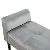 Close-up of a gray velvet bench with tufted seating. Anteprima dell’immagine prodotto