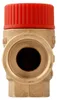 Close-up view of a brass safety valve with a red cap. Produktbild-Vorschau