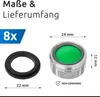Product image showing two faucet aerators and a gasket, with dimensions and quantity indicated. Produktbild-Vorschau