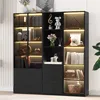Merax Glasvitrine mit Glastür, Regale, Schubladen, Produktbild-Vorschau 1