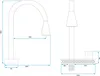 Technical drawing of a kitchen faucet with dimensions. Podgląd zdjęcia produktu