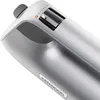 A close-up shot of the top part of a silver and white hand mixer. Produktbild-Vorschau