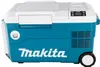 A teal and white Makita cooler box with wheels, shown from the front-right. Produktbild-Vorschau