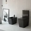 Modernes Stand-WC Keramik schwarz PISA niedriger Spülkasten Produktbild-Vorschau 2